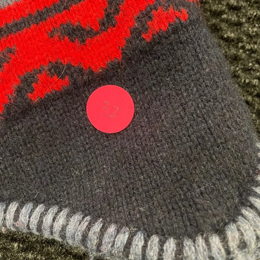 Patagonia Kids Winter Hat Earmuffs‎ Tassels Fair Isle Pattern Red Blue